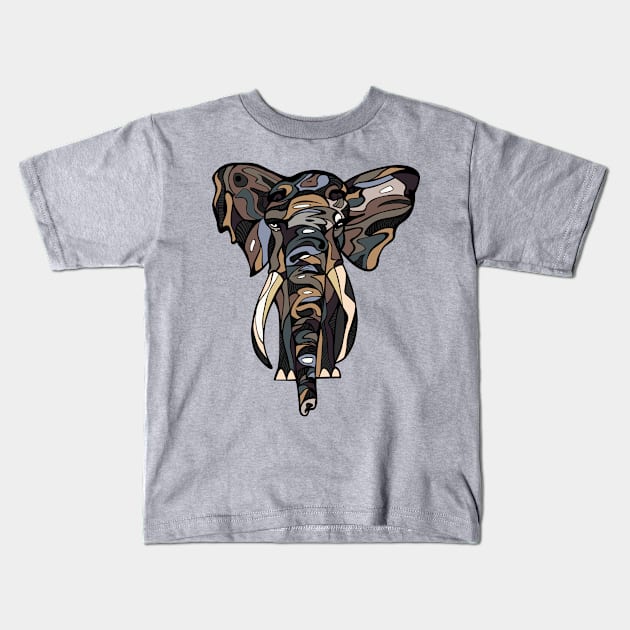 Tribal Elephant Artsy Design Kids T-Shirt by JuicyCreations